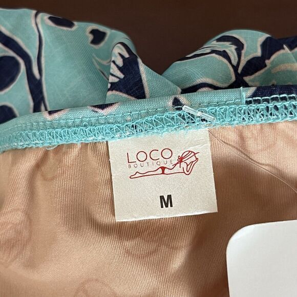 NWT LOCO Boutique Size Medium Swimsuit Swim Dress One Piece‎ Tropical Blue Green - Picture 5 of 11
